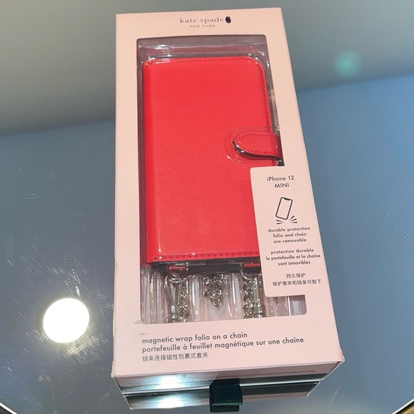 Kate Spade Magnetic Wrap Folio on a Chain IPhone 12 Mini Case - Picture 2 of 6